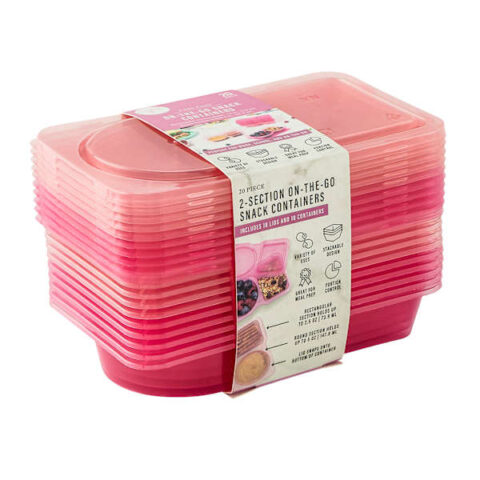 20-Piece On The Go Snack Containers, Pink, Polypropylene, sold by At Home