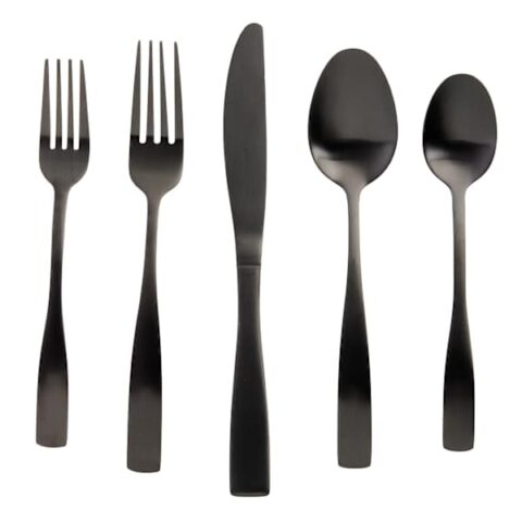 20-Piece Percy Flatware Set, Satin Black, Metal, sold by At Home