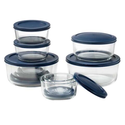 20-Piece Round Glass Food Storage Set With Lids, Blue, sold by At Home