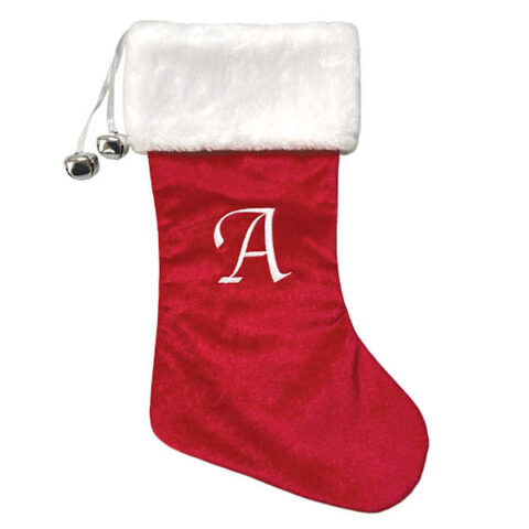 20" Red Velvet Monogram Stocking, A, Fabric, sold by At Home