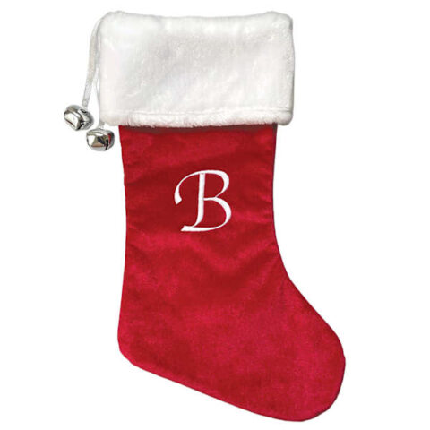 20" Red Velvet Monogram Stocking, B, Fabric, sold by At Home