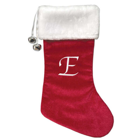 20" Red Velvet Monogram Stocking, E, Fabric, sold by At Home