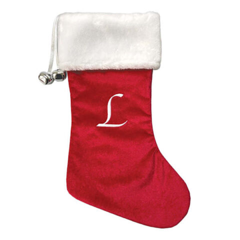 20" Red Velvet Monogram Stocking, L, Fabric, sold by At Home