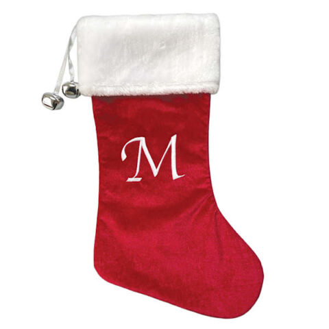20" Red Velvet Monogram Stocking, M, Fabric, sold by At Home