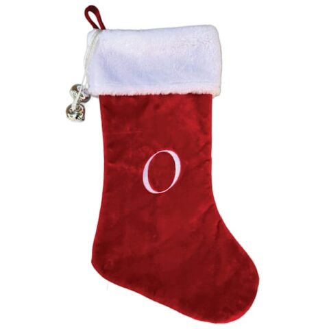20" Red Velvet Monogram Stocking, O, Fabric, sold by At Home