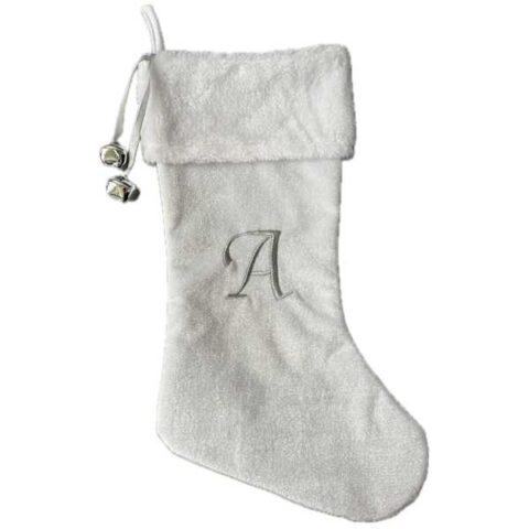 20" White Velvet Monogram Stocking, A, Fabric, sold by At Home