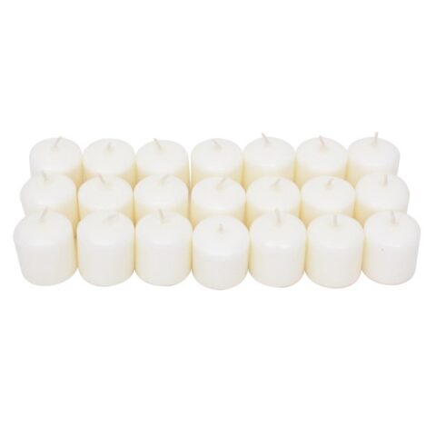 21-Pack Ivory Unscented Votive Candles, White, Wax, sold by At Home