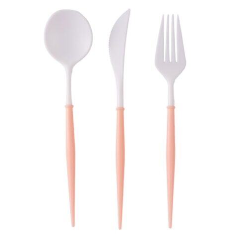 24-Count Pink & White Plastic Cutlery Set, sold by At Home