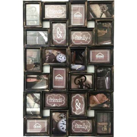 24-Opening Bronze Antique Brushed Collage Picture Frame, Gold, Plastic