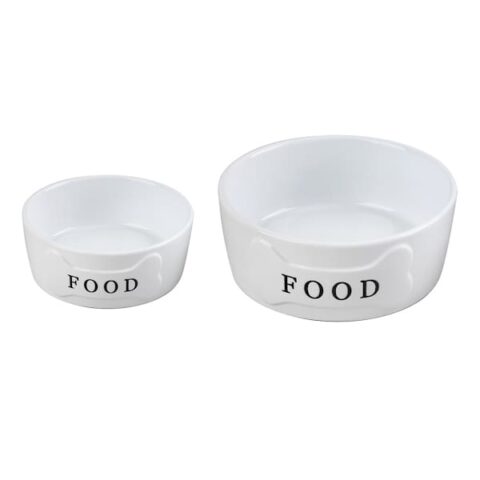 24Oz Ceramic Food Dog Bowl M, White, sold by At Home