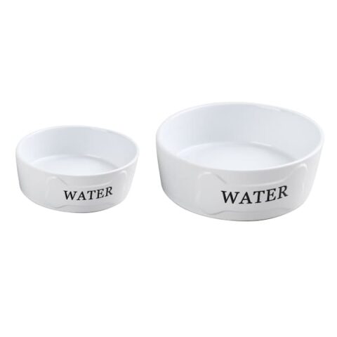 24Oz Ceramic Water Dog Bowl M, White, sold by At Home