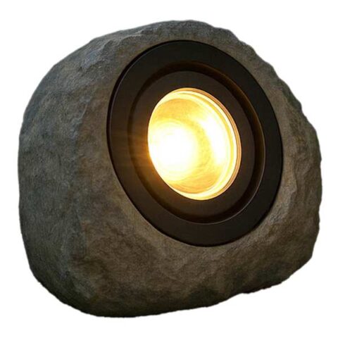 25-Lumen Solar Rock Spotlight, Black, Resin, sold by At Home