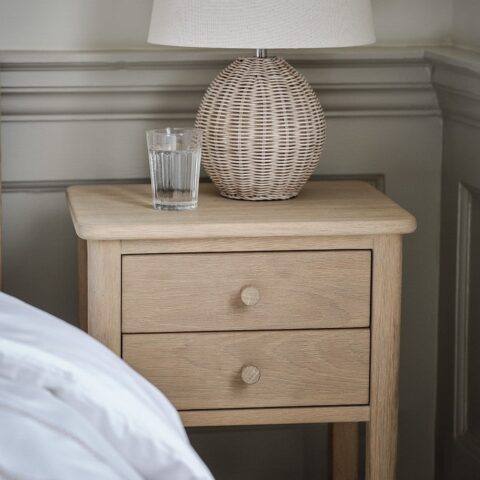 2 Drawer Bedside Table – Berkeley Nordic Oak – The Cotswold Company