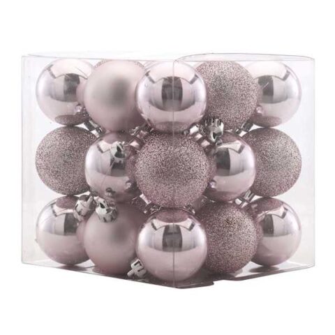 27-Count Pink Mix Shatterproof Ornaments, 40Mm, Plastic, sold by At Home