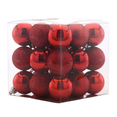 27-Count Red Mix Shatterproof Ornaments, 40Mm, Plastic, sold by At Home