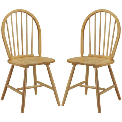 Set of 2 Vintage Windsor Wood Chair with Spindle Back for Dining Room