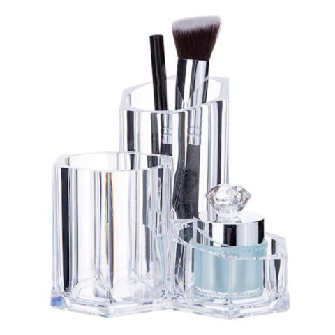 3-Compartment Clear Cylinder Cosmetic Organizer, Plastic, sold by At Home