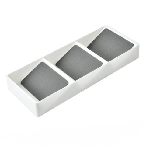3-Compartment Compact Cutlery Organizer, White, Plastic, sold by At Home