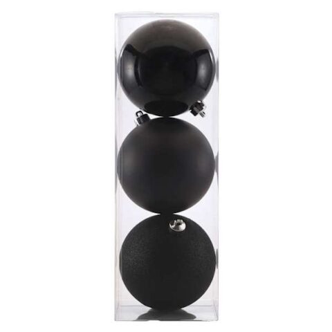 3-Count Black Mix Shatterproof Ornaments, 6", Plastic, sold by At Home