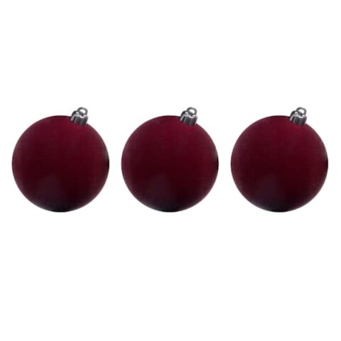 3-Count Burgundy Flocked Ornaments, 5.9", Red, Plastic, sold by At Home