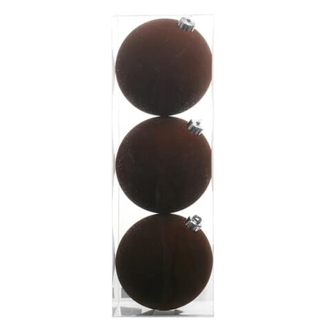 3-Count Chocolate Brown Flocked Ornaments, 5.9", Plastic, sold by At Home