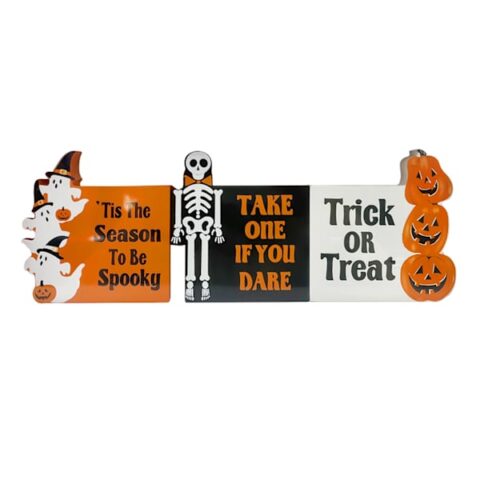 3-Count Faux Wood Halloween Tabletop Decor, 4.5", White, sold by At Home