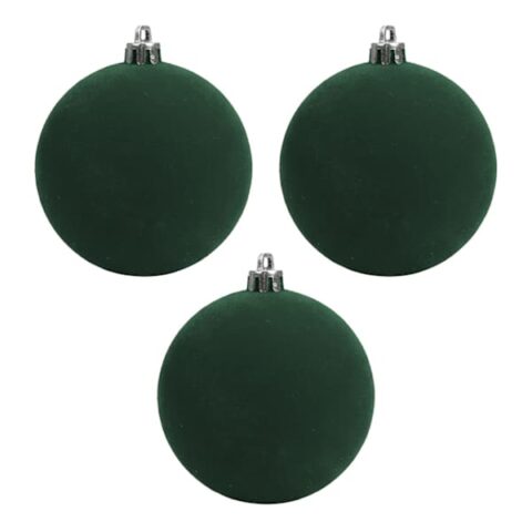 3-Count Green Flocked Ornaments, 5.9", Plastic, sold by At Home