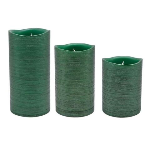 3-Count Green Pillar Candles With Remote, Wax, sold by At Home