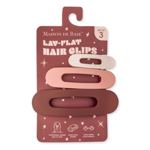 3-Count Lay Flat Hair Clips, White, sold by At Home