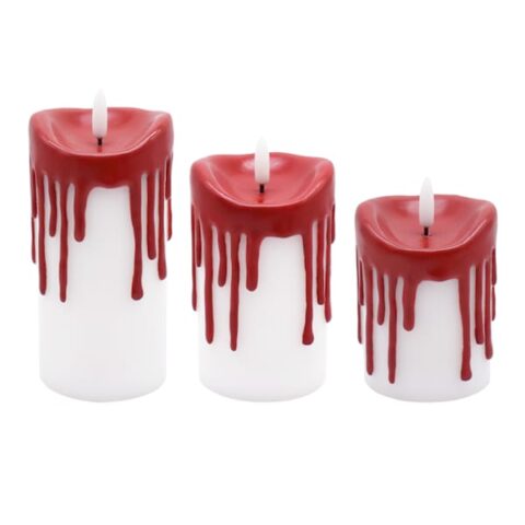 3-Count Led Pillar Candle With Remote Control, Red, Wax, sold by At Home