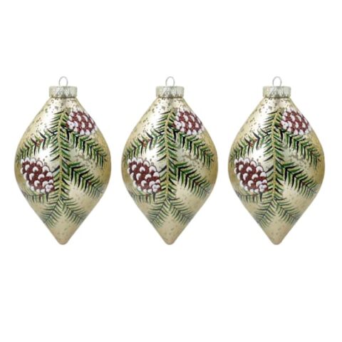 3-Count Pine Branch Finial Ornaments, 6.5", Gold, Plastic, sold by At Home