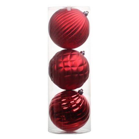 3-Count Red Decorated Ornaments, 7.9", Plastic, sold by At Home