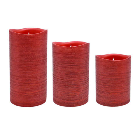 3-Count Red Pillar Candles With Remote, Wax, sold by At Home