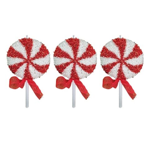 3-Count Red & White Lollipop Ornaments, 8", Plastic, sold by At Home
