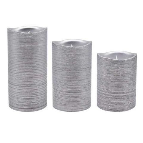 3-Count Silver Led Pillar Candles With Remote, Wax, sold by At Home