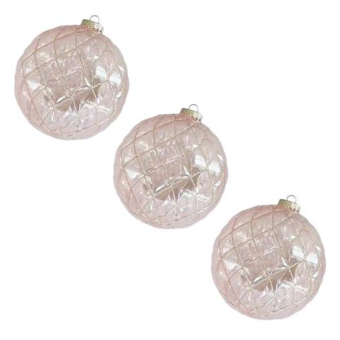 3-Count Transparent Pink Ornaments, 5.9", Plastic, sold by At Home