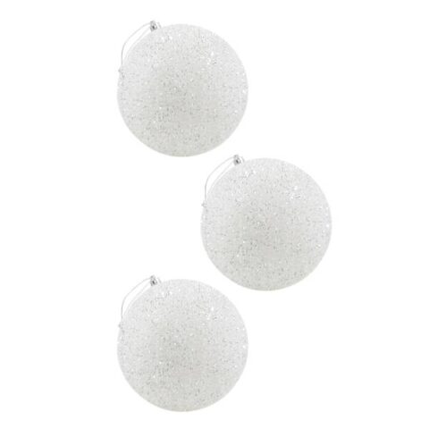 3-Count White Tinsel Ornaments, 6", Plastic, sold by At Home