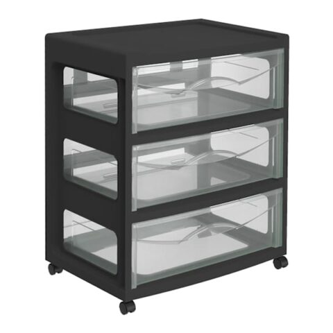 3-Drawer Card Wide, Black, Plastic, sold by At Home