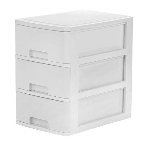 3-Drawer Desktop Organizer, White, Plastic, sold by At Home