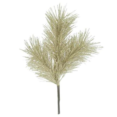 3-Head Platinum Glittered Pine Pick, 11", Gold, Plastic, sold by At Home