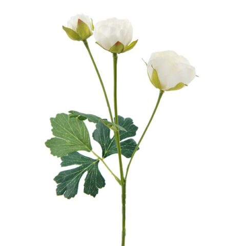 3-Head White Ranunculus Floral Spray, 12", Fabric, sold by At Home