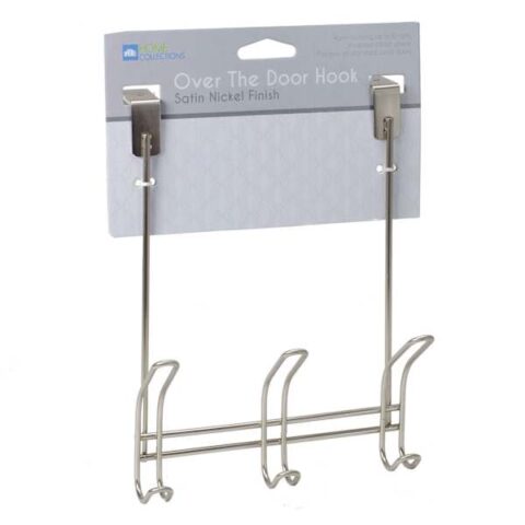 3-Hook Over The Door Hanger, Satin Nickel, Grey, Metal, sold by At Home