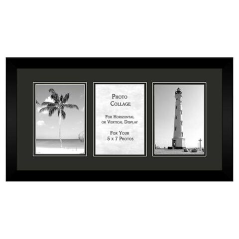 3-Opening Black Mat Collage Picture Frame, Plastic