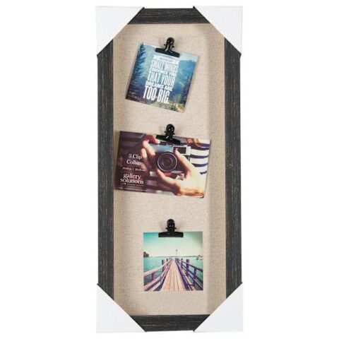 3-Opening Distressed Linear Photo Clip Collage Wall Frame, Black, Plastic