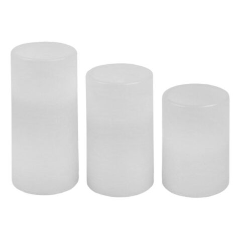 3-Pack Pearl White Unscented Wax Led Pillar Candles, //