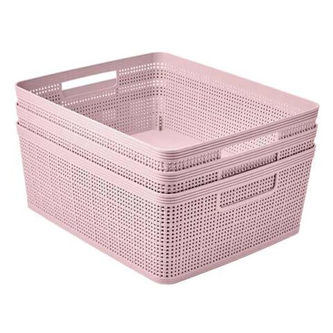 3-Pack Pink Wheat Straw Baskets, Medium, Polypropylene, sold by At Home
