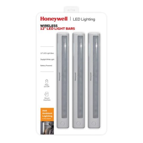 3-Pack Push Led Light Bars, 12", White, Plastic, sold by At Home