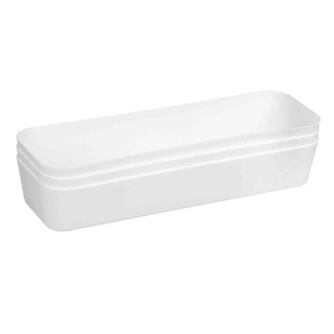 3-Pack Rectangle Drawer Organizer, White, Plastic, sold by At Home