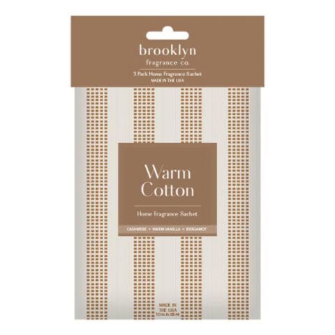 3-Pack Warm Cotton Scented Sachets, Brown, Paper, sold by At Home