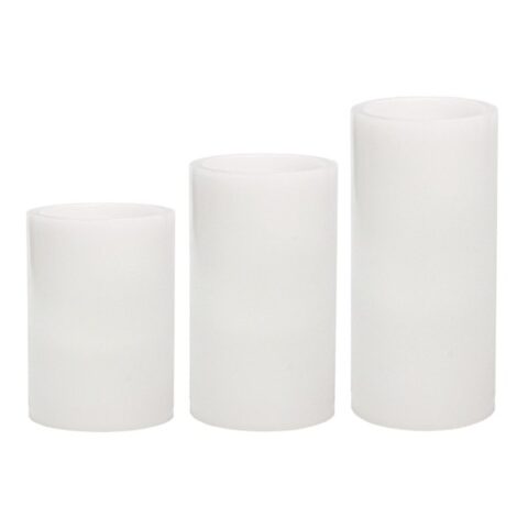 3-Pack White Led Flameless Pillar Candles, Wax, sold by At Home